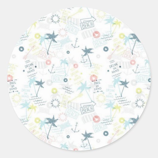 Sticker Rond Motif d'été (Devant)