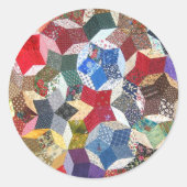 Sticker Rond Motif d'étoiles en textile patchwork (Devant)