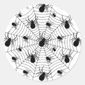 Sticker Rond Motif d'Halloween Black White araignées (Devant)