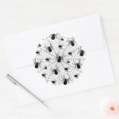 Sticker Rond Motif d'Halloween Black White araignées (Enveloppe)