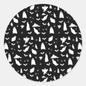 Sticker Rond Motif d'Halloween, chauves-souris et araignées (Devant)