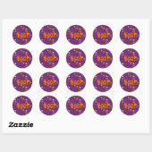Sticker Rond Motif d'Halloween violet (Feuille)