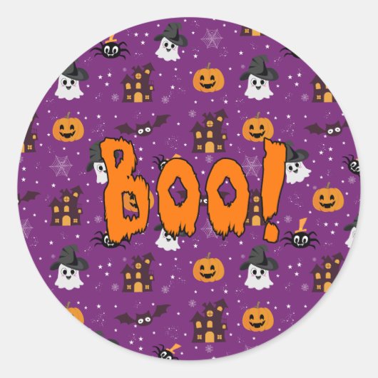 Sticker Rond Motif d'Halloween violet (Devant)