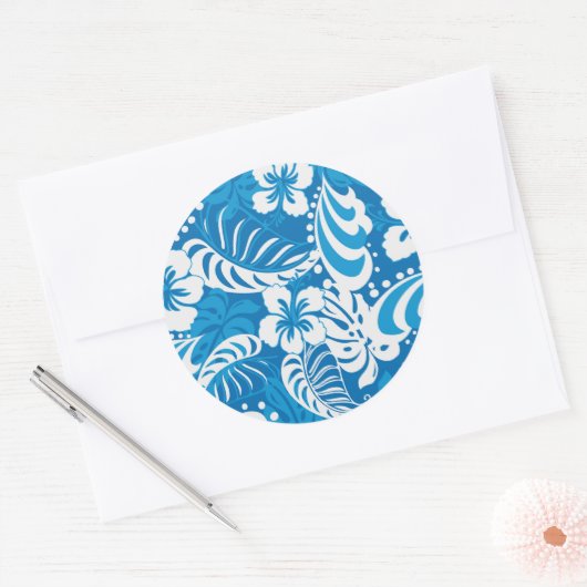 Sticker Rond Motif d'Hibiscus tropical (Enveloppe)