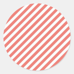 Sticker Rond Motif diagonal de rayures roses et blanches