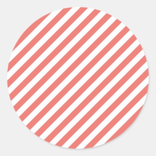 Sticker Rond Motif diagonal de rayures roses et blanches (Devant)