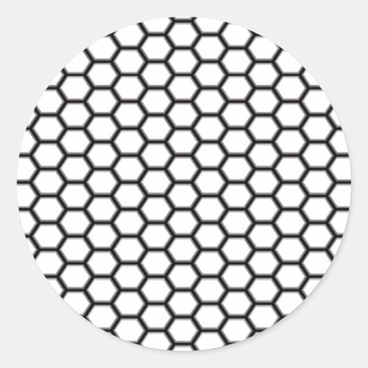 Sticker Rond Motif diamant de nid d'abeille noir et blanc (Devant)