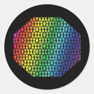 Sticker Rond Motif diamant Gras Arc en Ciel et Noir
