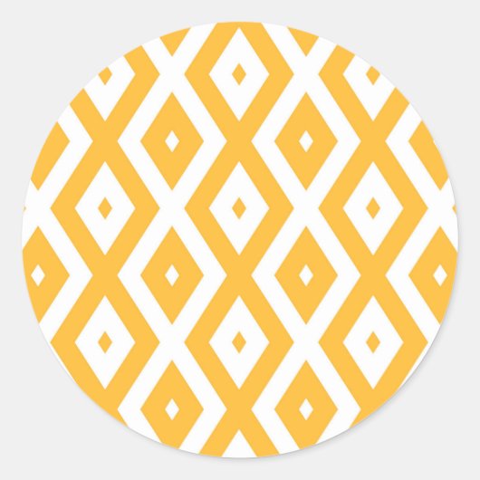 Sticker Rond Motif diamant jaune et blanc soleil (Devant)