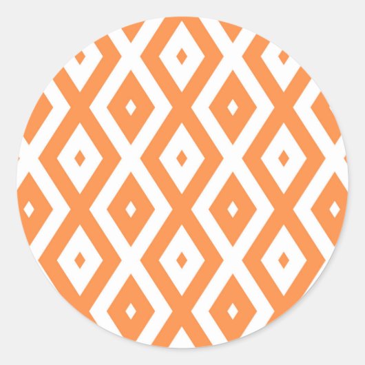 Sticker Rond Motif diamant orange et blanc (Devant)