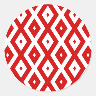 Sticker Rond Motif diamant rouge et blanc