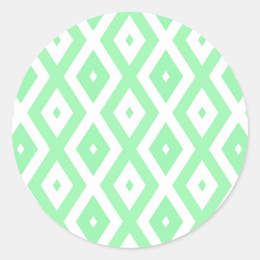 Sticker Rond Motif diamant vert et blanc (Devant)