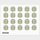 Sticker Rond Motif diamant vert olive (Feuille)