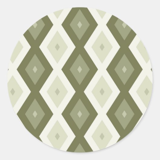 Sticker Rond Motif diamant vert olive (Devant)