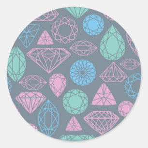 Sticker Rond Motif d'icône Gemstone