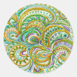 Sticker Rond Motif d'Imaginaire d'art populaire