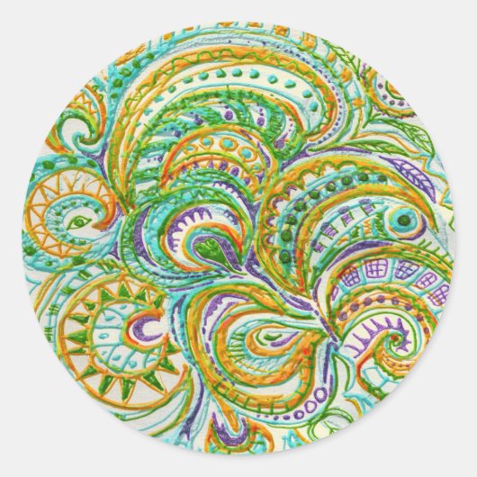 Sticker Rond Motif d'Imaginaire d'art populaire (Devant)