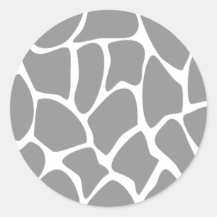 Sticker Rond Motif d'impression de girafe en gris.
