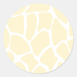 Sticker Rond Motif d'impression Giraffe en couleur crème.