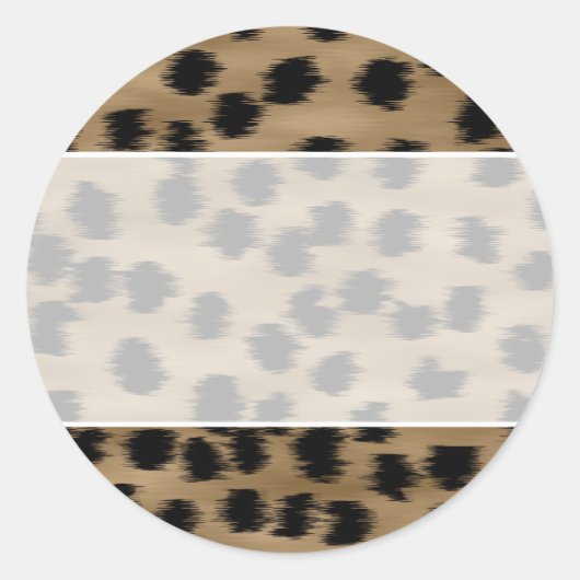 Sticker Rond Motif d'impression noir et Brown Cheetah. (Devant)