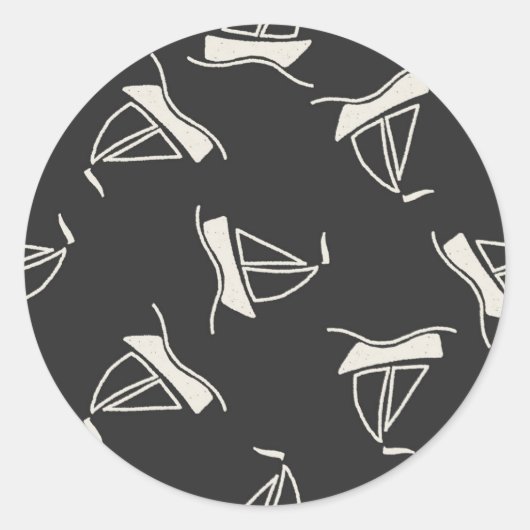 Sticker Rond Motif Doodle Sailboat (Devant)