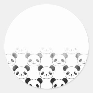 Sticker Rond Motif d'ours de panda dégradé