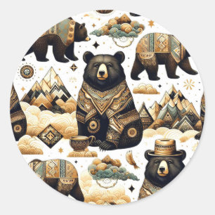 Sticker Rond Motif d'ours mou
