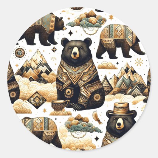 Sticker Rond Motif d'ours mou (Devant)