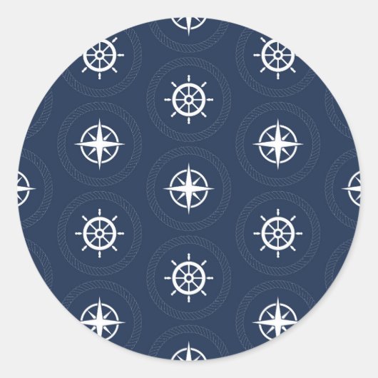 Sticker Rond Motif d'outils maritimes (Devant)