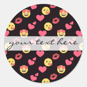 Sticker Rond motif doux mignon de lèvres de baiser de coeurs