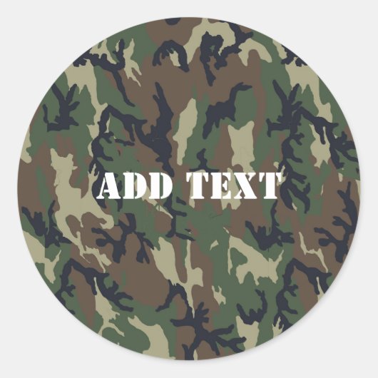 Sticker Rond Motif du camouflage vert militaire (Devant)