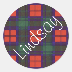 Sticker Rond Motif écossais de tartan de Lindsay
