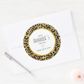 Sticker Rond Motif Empreinte de léopard en Gold et Black Kitche (Enveloppe)