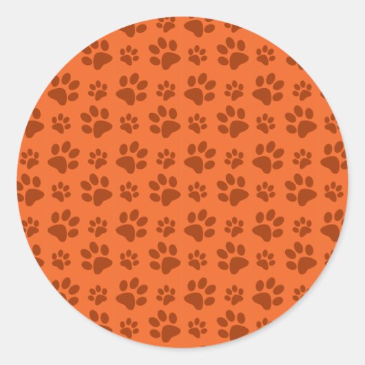 Sticker Rond Motif empreinte de patte de chien orange (Devant)