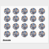 Sticker Rond Motif en Bleu et Orange Marine (Feuille)