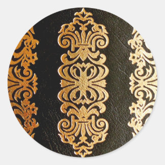 Sticker Rond Motif en cuir noir en or incorporé