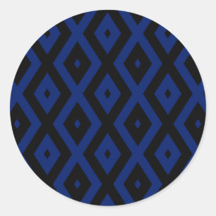 Sticker Rond Motif en diamant bleu et noir