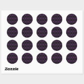 Sticker Rond Motif en diamant noir et violet foncé (Feuille)