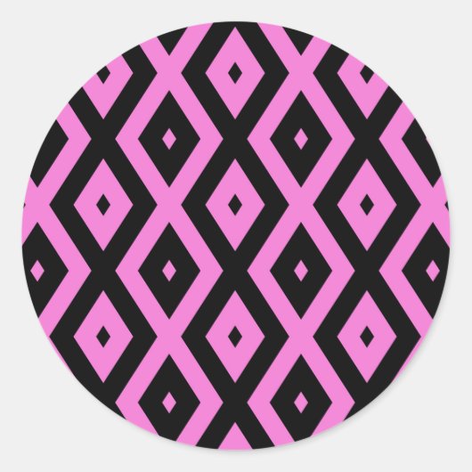 Sticker Rond Motif en diamant rose et noir (Devant)