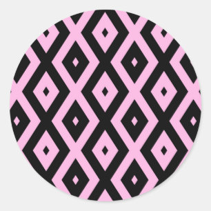 Sticker Rond Motif en diamant rose pâle et noir