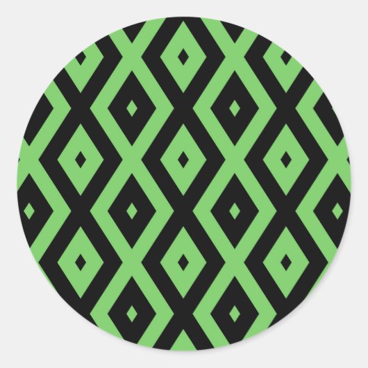 Sticker Rond Motif en diamant vert citron et noir (Devant)