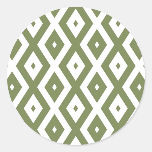 Sticker Rond Motif en diamant vert et blanc (Devant)
