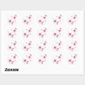 Sticker Rond Motif en fleurs de cerisier rose (Feuille)