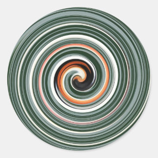 Sticker Rond Motif en spirale gris et orange