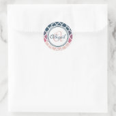 Sticker Rond Motif en treillis marocain rose monogramme (Sac)