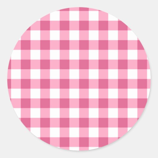 Sticker Rond Motif En vichy Vérificateur rose et blanc (Devant)