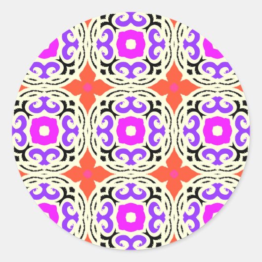 Sticker Rond Motif ethnique avec motifs marocains (Devant)
