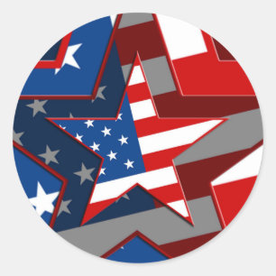 Sticker Rond Motif étoile drapeau américain