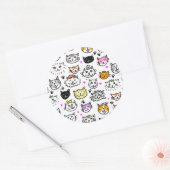 Sticker Rond Motif face chats Whimsical (Enveloppe)