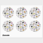 Sticker Rond Motif face chats Whimsical (Feuille)